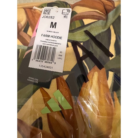 Adidas Farm Hoodie Women M Yellow New Bird of Paradise Crop JD6282 - Picture 7 of 7